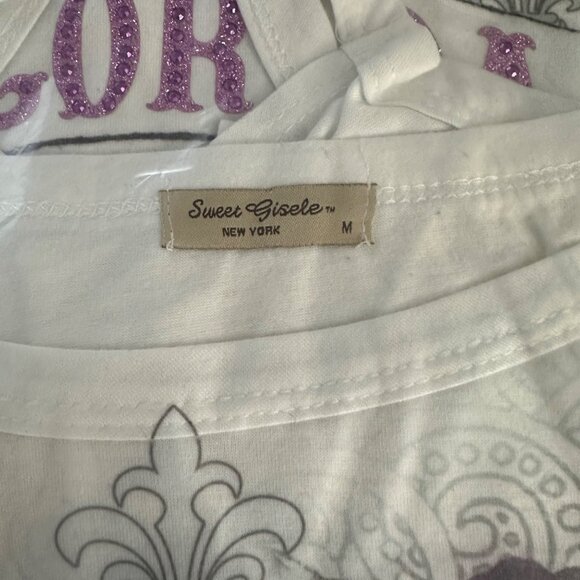 Sweet Gisele Womens Medium Sugar Skull Open Cold Shoulder SS Tee White Florida - Picture 3 of 6